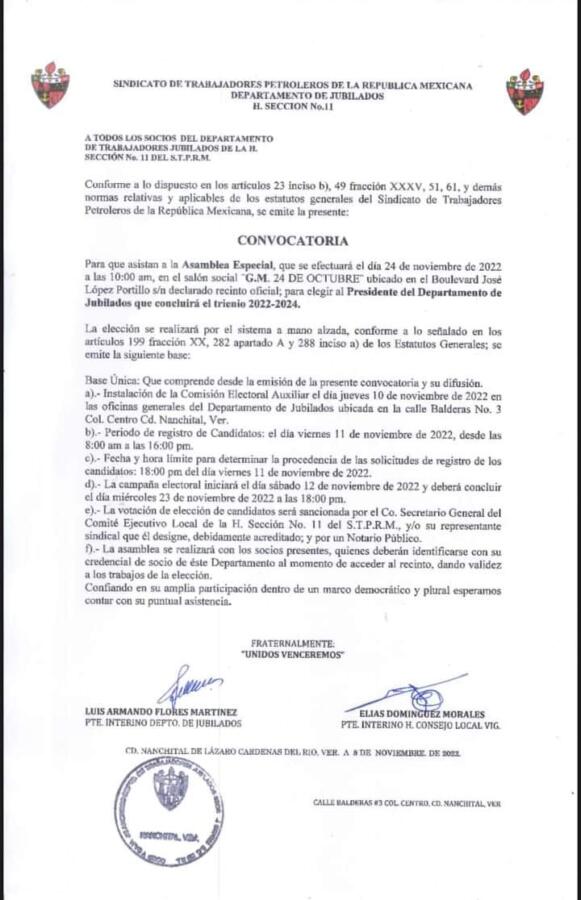 PRENDE “LA MECHA”…la publicación de convocatoria de jubilados de la 11